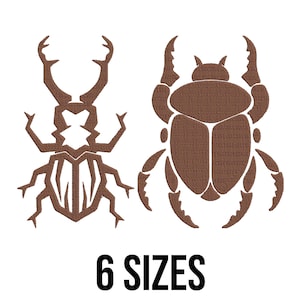 Beetle Bundle Embroidery Design - Beetle Embroidery Design - Beetle Silhouette Embroidery Design - Machine Embroidery Design Files - 6 Sizes