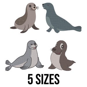 Seal Bundle Embroidery Design - Cute Smiley Seal Embroidery Design - Ocean Animals Embroidery - Machine Embroidery Design Files - 5 Sizes