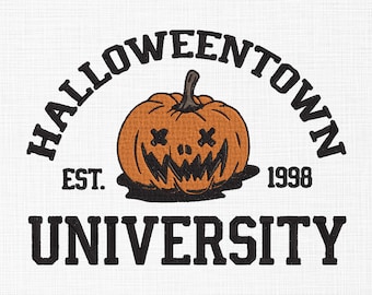 Halloween Town University Embroidery Design, Halloween Embroidery, Funny Pumpkin Ghost Horror Machine Embroidery 5 Sizes Digital Download