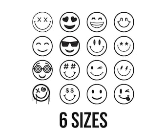 Emojis Embroidery Design - Emoticon Embroidery Design - Emoji Embroidery Design - Mini Emoji Set Machine Embroidery Design Files - 6 Sizes