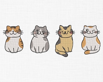 Cute cats bundle Embroidery Design Cute mini cats Embroidery Design Animals Embroidery Design Machine Embroidery 5 Sizes Digital Download