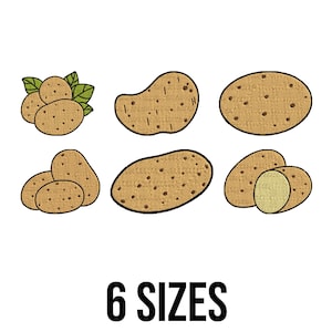 Potatoes Embroidery Design - Potato Embroidery Design - Vegetables Embroidery Design- Potato Leaves Machine Embroidery Design Files -6 Sizes