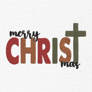 Merry Christmas Embroidery Design Christmas Cross Embroidery Design Christmas Embroidery Design Machine Embroidery 5 Sizes Digital Download