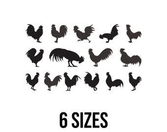 Motif de broderie coq - motif de broderie animal de la ferme - motif de broderie poulet - Mini fichiers de motifs de broderie Machine - 5 tailles