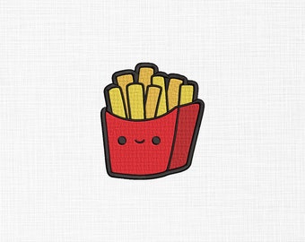 Cute Smiley Fries Embroidery Design - Mini Fries Embroidery Design - Fast Food Embroidery Design - Machine Embroidery Design Files - 5 Sizes