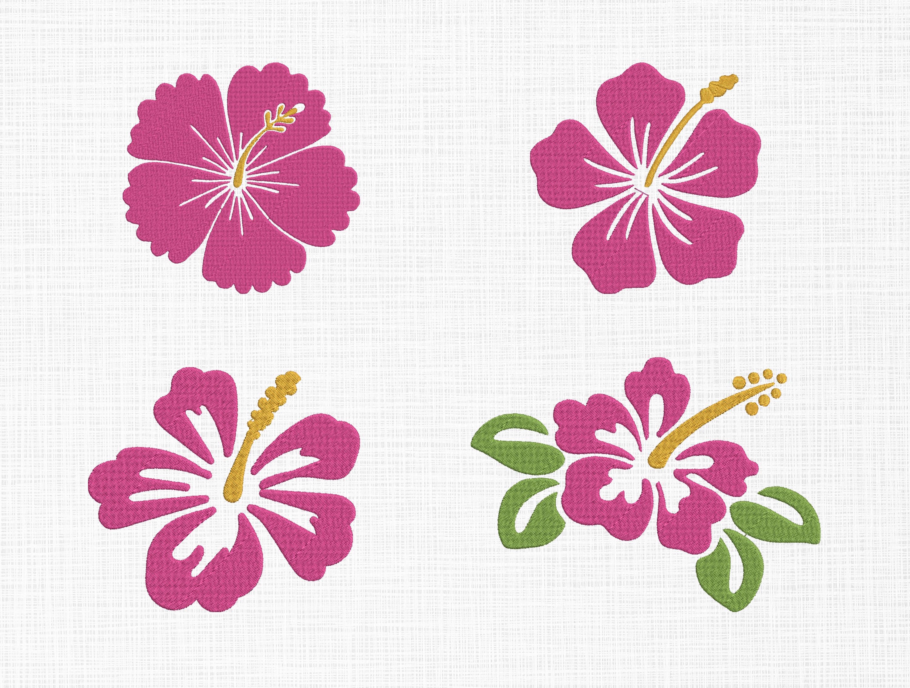 Hibiscus flower embroidery design Pink flowers embroidery design Lilly embroidery design Flowers embroidery design Flowers bundle 5 sizes