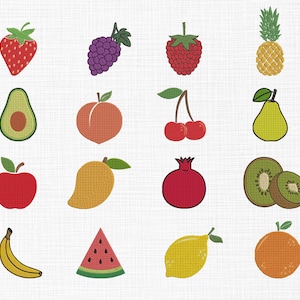 Fruits Bundle Embroidery Design 16 Fruits Embroidery Design Summer Embroidery Files Machine Embroidery Files 5 Sizes Digital Download
