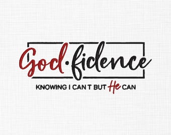 Godfidence embroidery design, Trust God Machine Embroidery Design Christian, Pray, Faith, Church, Religious Embroidery Design 5 Sizes