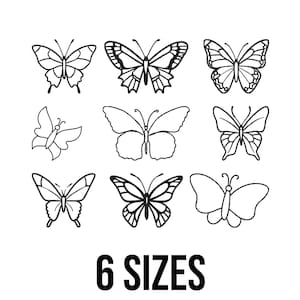 Fjärilspaketbroderidesign - Fjärilskonturbroderidesign - Fjärilsbroderi - Maskinbroderidesignfiler - 6 storlekar bild 1