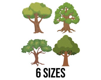 Oak Trees Embroidery Design - Tree Embroidery Design - Tree Embroidery Design - Tree with Leaves Machine Embroidery Design Files - 6 Sizes