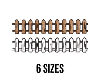 Wooden Fence Embroidery Design - Fence Embroidery Files - Garden Fence Embroidery - Fence Applique Machine Embroidery Design Files - 6 Sizes