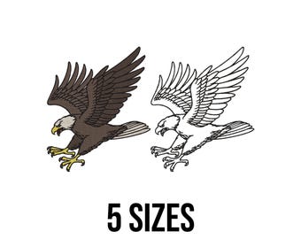 Eagle Embroidery Design- Eagle Attacking Embroidery Design- Flying Eagle Embroidery- Eagle Applique Machine Embroidery Design Files -7 Sizes