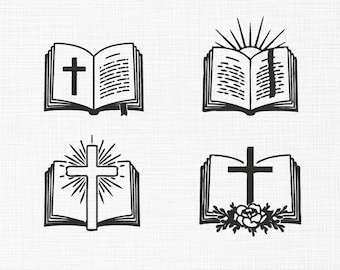 Bible embroidery Design Holy Book embroidery Design Christian book Embroidery Cross, Faith, Church, Book, Religious, 5 sizes download