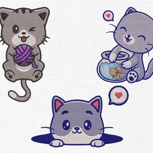 Cute Cats Bundle Embroidery Design Cat Machine Embroidery Bundle Cats Embroidery Design Machine Embroidery Pattern 5 Sizes Digital Download