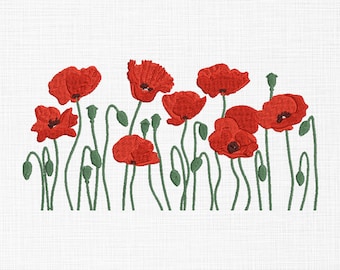Poppy Flower Embroidery Design Flowers Embroidery Design Red Flower Embroidery Machine Embroidery Pattern 5 Different Sizes Instant Download
