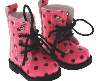 Stivaletti con lacci a 4 fori a pois/puntini per bambole Blythe, OB22, OB24 e simili