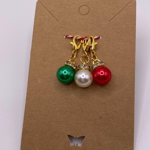 Removable Stitch Markers - &quot;Christmas Baubles&quot; / Holiday Crochet Stitch Markers/ Knitting Progress Keeper/  Zipper Pull/ Backpack Charms