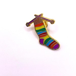 Knitting Sock Enamel Pin/ Crochet Bag Brooch/ Knitting Bag Badge