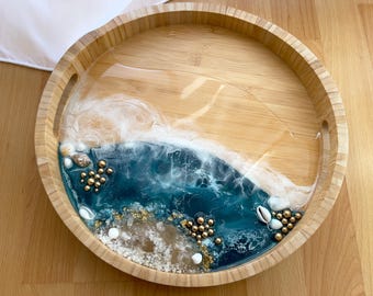Decorative tray, tray, resin, epoxy, crystal, crystal, epoxy resin, sea, ocean, sea