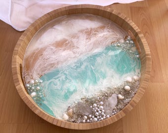 Decorative tray, tray, resin, epoxy, crystal, crystal, epoxy resin, sea, ocean, sea