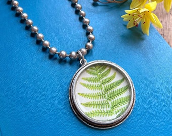 fern necklace. large chunky silver pendant. statement necklace. adjustable. plant lover. gifts for her. unique jewelry. gifts for gardeners.