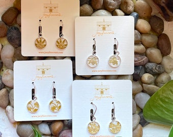 handstamped rattan collection dangles. botanical earrings. ferns. bees. plants. gifts for her. nature inspired. whimsical. mothers day.