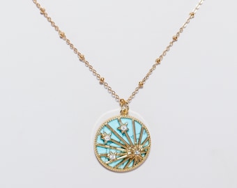 Turquoise Shooting Star Beaded Necklace | Celestial | Gold Jewelry | 18k Gold Plated | Stainless Steel | Gifts