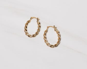 18k Gold Plated Braided Hoop Earrings | Stainless Steel