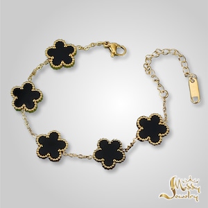 Lucky Charm 5 Clover Bracelet  pearl clover bracelet onyx Clover Multi Color  Bracelet , Minimalist Jewelry Christmas Gift