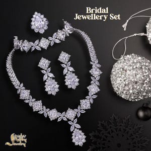 Bridal Necklace set Wedding Jewelry Set Crystal Bridal Necklace Wedding Cubic Zirconia Set Jewelry for Bride