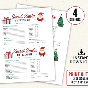 Secret Santa Geschenk Börse Spiel Fragebogen Designs Bundle für Geschenk Börse Weihnachtsfeier