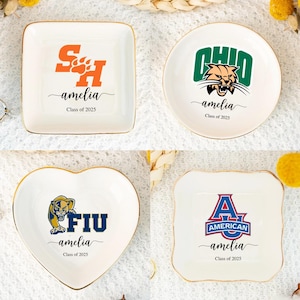 University Trinket Ring Dish Personalized,Custom Graduate Gift for Her Graduation School Jewelry Dish,College Logo Ring Dish Acceptance Gift