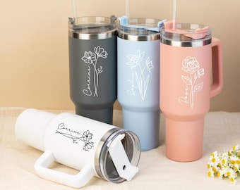 Copo personalizado de 40 onças, copo gravado a laser, copo para madrinha, copo térmico, presente de Natal, presente para madrinha, presente de aniversário para ela