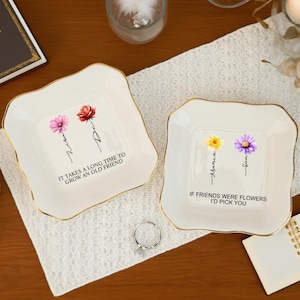 Birth Flower Ring Dishes, If Friends Were Flowers I&#39;d Pick You, Jewelry Dish for Bestie, Christmas Gift for Friends, Unique Friendship Gift