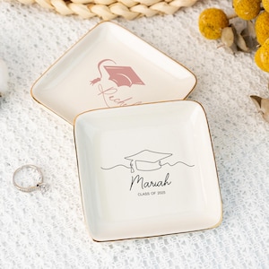 Graduation Gift for Her, Personalized Jewelry Dish for Daughter Class of 2025 College PHD Graduation, Masters Degree Gift, Grad Ring Dish
