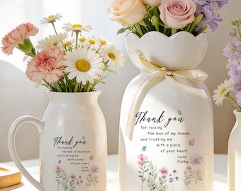 Bloemenvaas bedankt leraar geschenken, gepersonaliseerde cadeaus leraar waardering, aangepaste afstudeervaas, bedankt dat je me hebt geholpen groeien