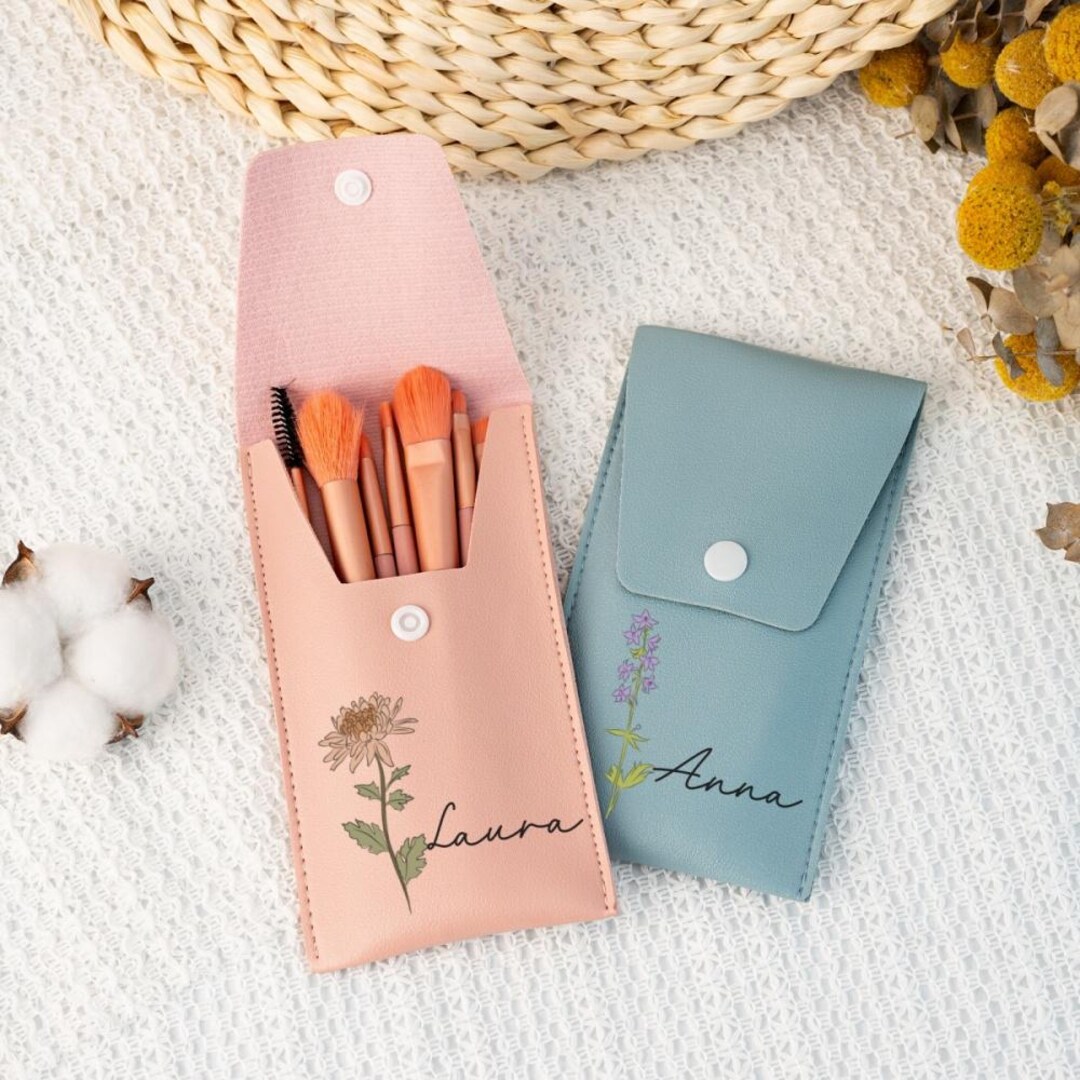 Beige - Handmade Multipurpose Segmented Make-up Brush Wrap Pouch/Case 09