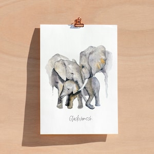Postkarte "Elefantenfamilie - Glückwunsch" (105mm x 148mm)