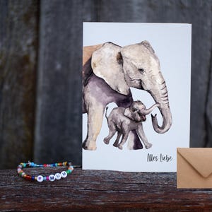 Geschenkset Muttertag: Karte mit Umschlag & Perlenarmband „MUM“