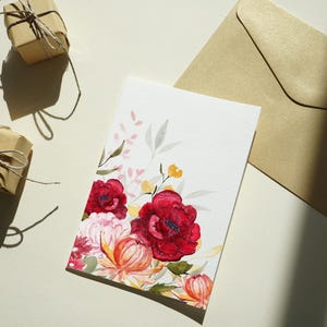 Klappkarte  "Herbstblumen" (105mm x139mm) auf italienischem Leinenpapier mit Umschlag