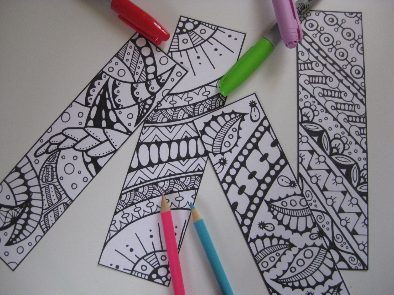 Coloring Doodle Bookmarks Instant Download Sheet 8 Etsy