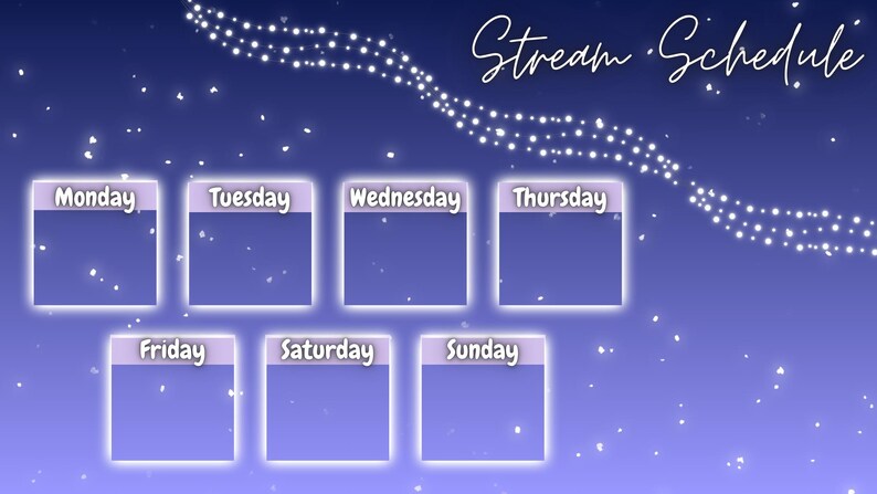Glowing Star Sky Streamer Schedule Template for Canva Etsy Glowing Star Sky Streamer Schedule Template for Canva Etsy