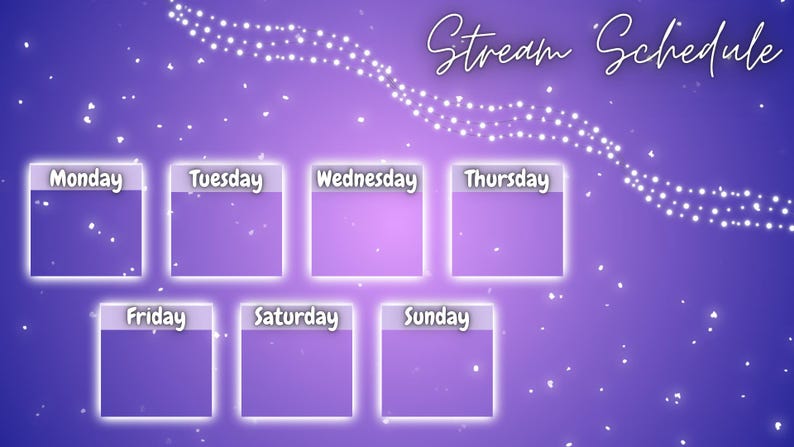 Glowing Star Sky Streamer Schedule Template for Canva Etsy Glowing Star Sky Streamer Schedule Template for Canva Etsy