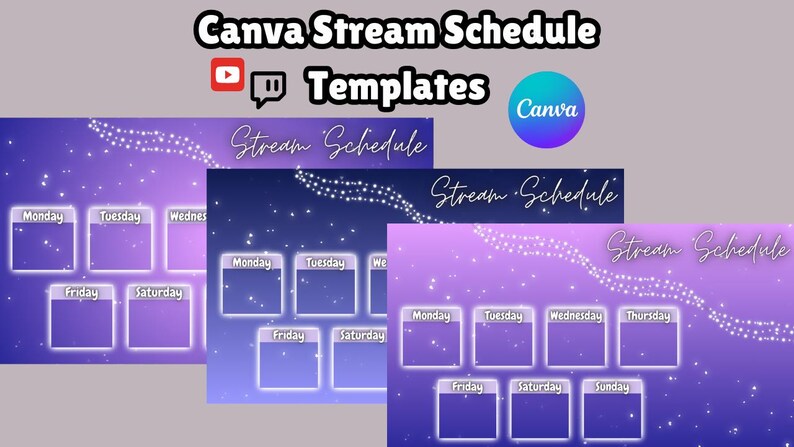Glowing Star Sky Streamer Schedule Template for Canva Etsy Glowing Star Sky Streamer Schedule Template for Canva Etsy