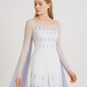 Elsa White Dress Costume: Princess Cosplay with Cloak
