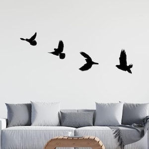 Flying Birds Metal Wall Art: Modern Minimalist Sculpture, Set of 4