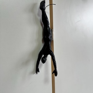 Climbing Man Wall Decor: Polyresin Sculpture - Bronze Finish