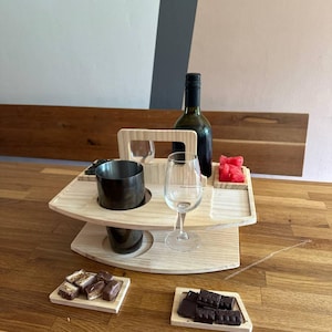 Outdoor Wine Table, serving picnic table, Folding bed tray, Wooden Portable Table, Sommelier Wine Board Housewarming gift, Wine Lover Gift