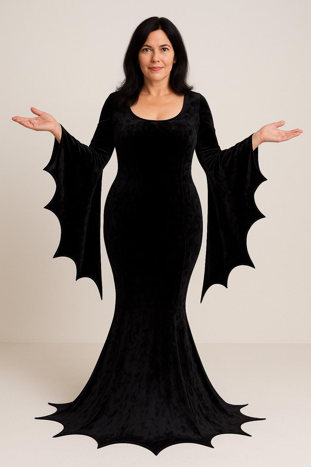 black velvet dress halloween costume Retro Dress, Women's Spooky Themed Party Costume, Gothic Halloween, Long Black Velvet Flared Sleeve Dress, Gothic Occasion Gown Perfect for Halloween parties PRODUCTION-12-14-WEEKS-BRIDAL How to Style Dresses Size CN/US:L / 8
