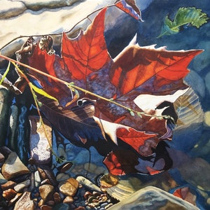 Autumn Leaf Creek Watercolor Print Cathy Hillegas Etsy